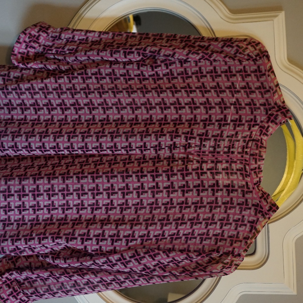 Banana Republic Blue, Gray, Pink Sheer Blouse (S) - Picture 2 of 5